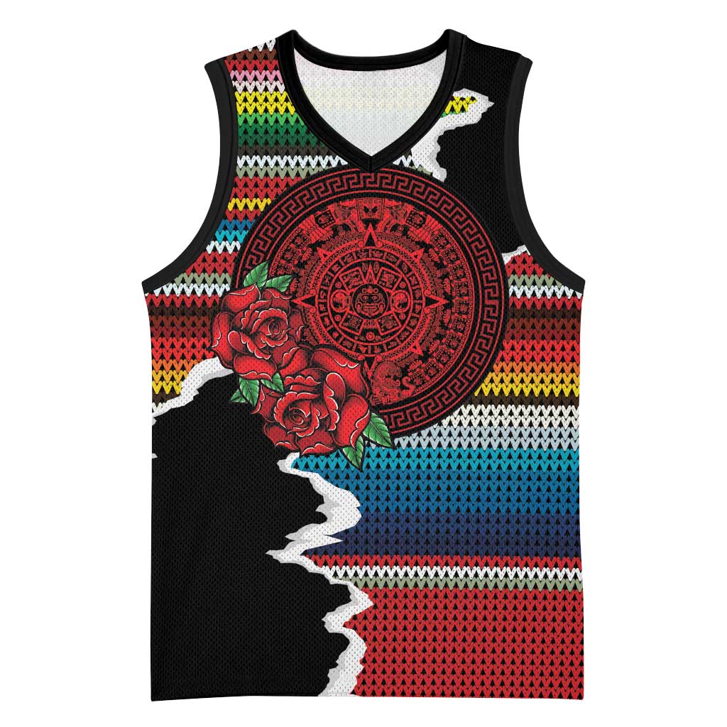 Mexico Aztec Circle Basketball Jersey Poncho Pattern