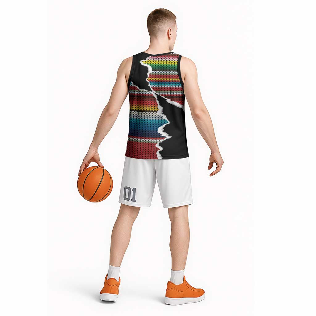 Mexico Aztec Circle Basketball Jersey Poncho Pattern