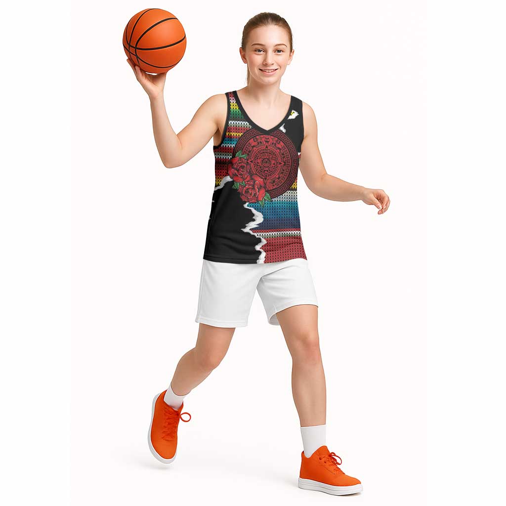 Mexico Aztec Circle Basketball Jersey Poncho Pattern