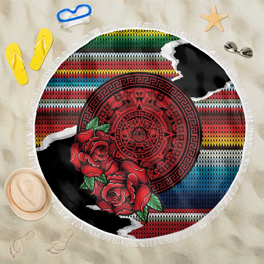 Mexico Aztec Circle Beach Blanket Poncho Pattern
