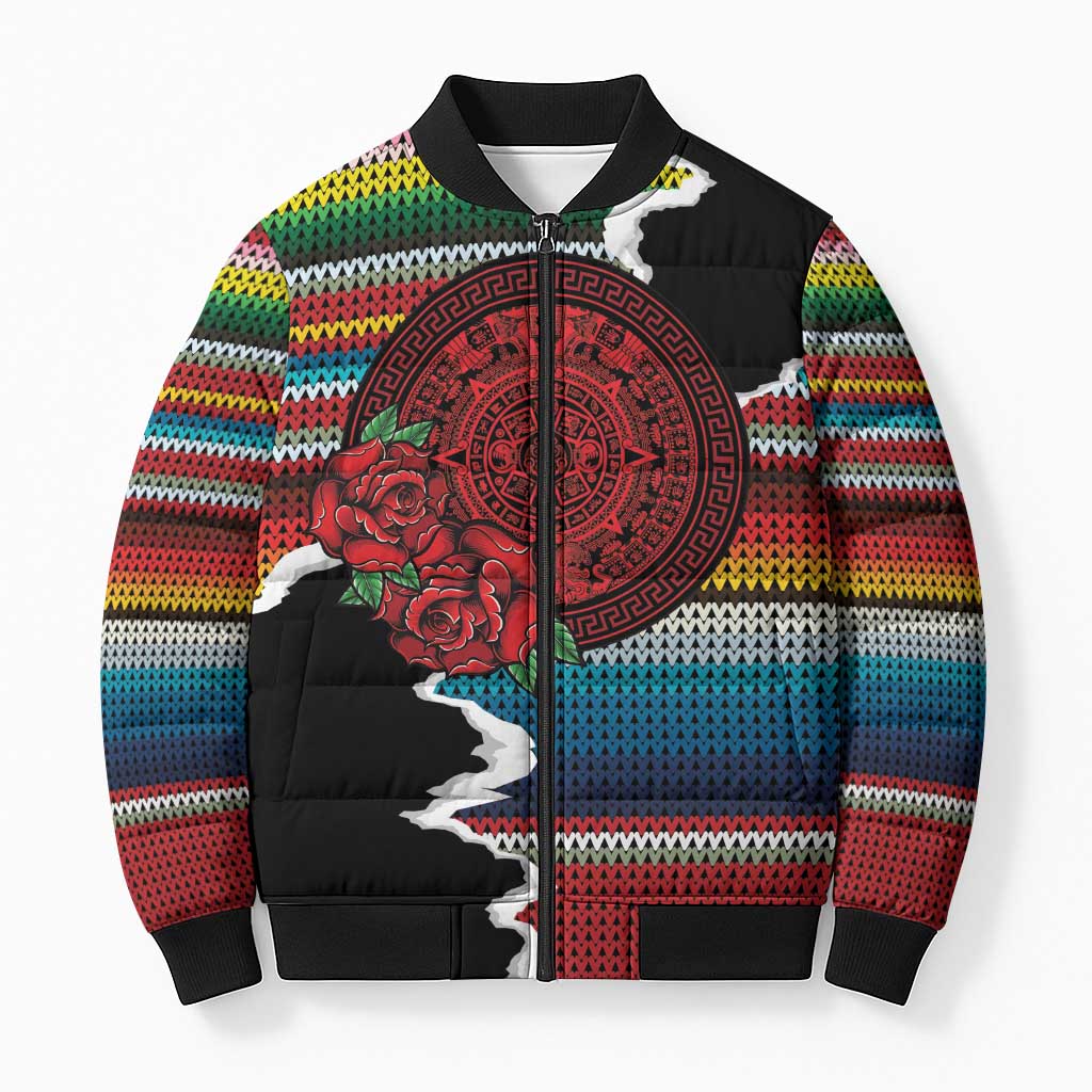 Mexico Aztec Circle Bomber Puffer Jacket Poncho Pattern