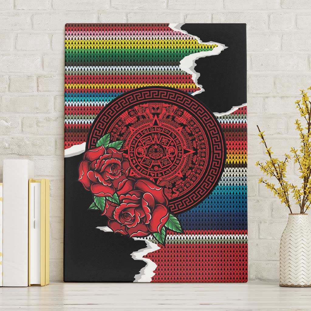 Mexico Aztec Circle Canvas Wall Art Poncho Pattern