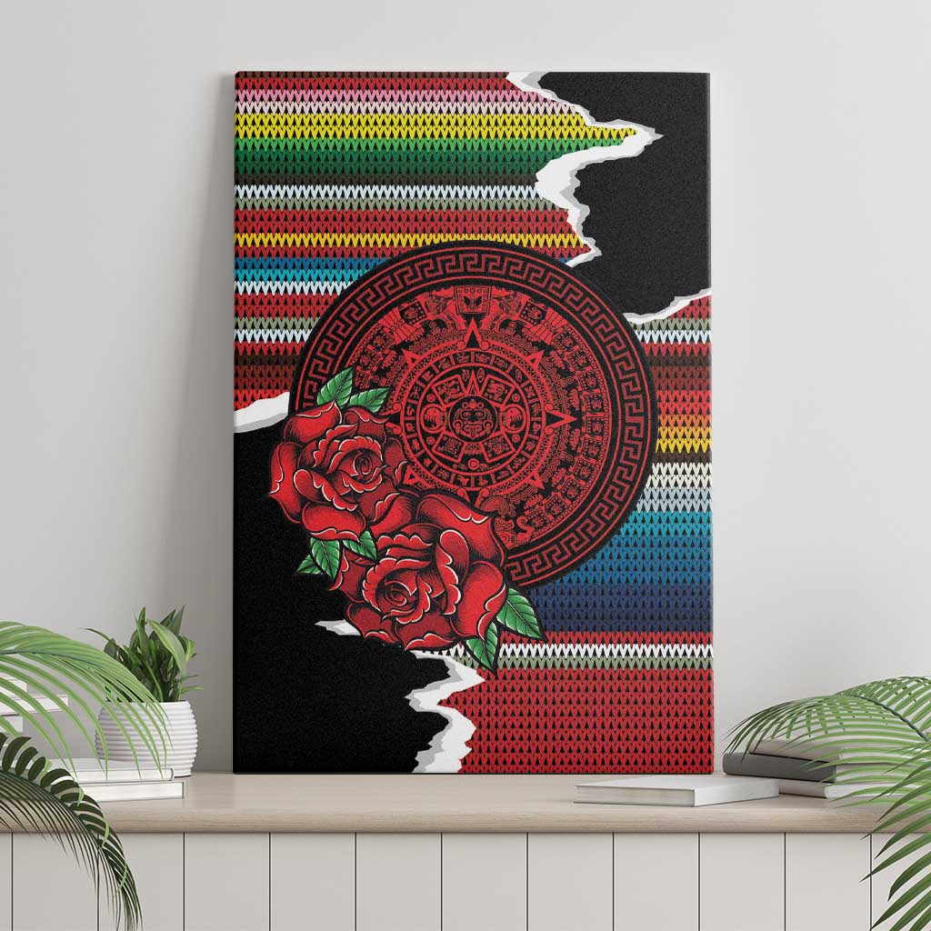 Mexico Aztec Circle Canvas Wall Art Poncho Pattern