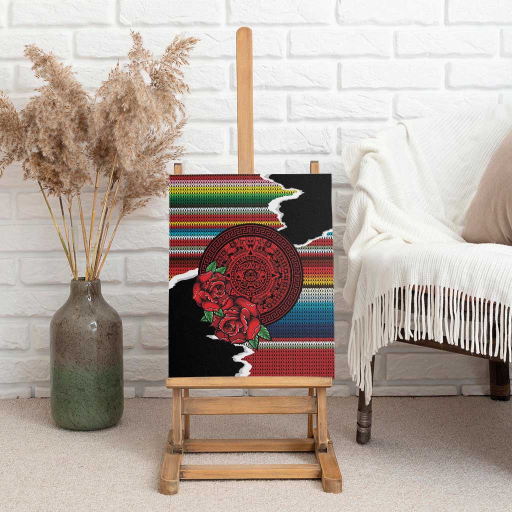 Mexico Aztec Circle Canvas Wall Art Poncho Pattern