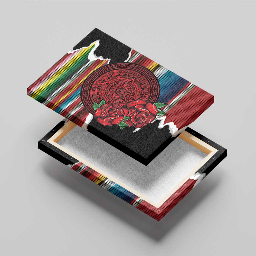 Mexico Aztec Circle Canvas Wall Art Poncho Pattern