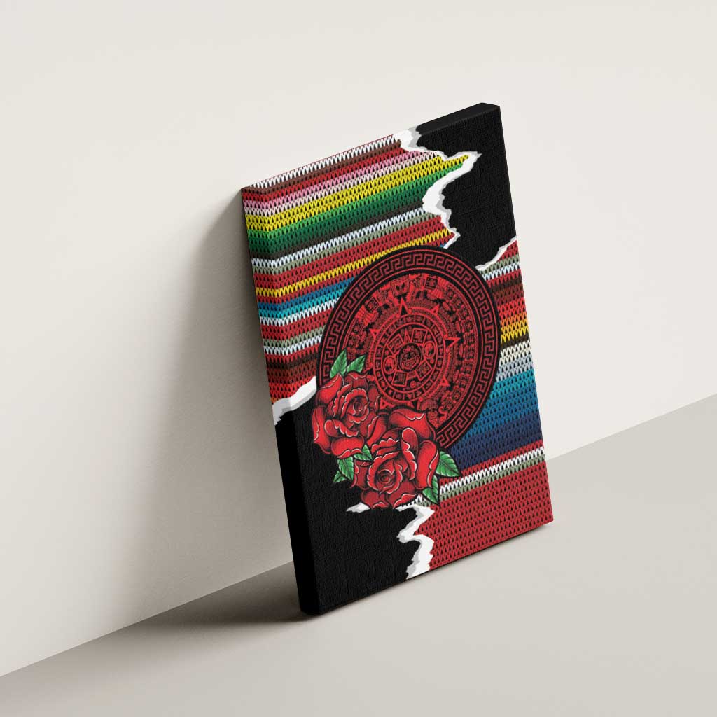 Mexico Aztec Circle Canvas Wall Art Poncho Pattern