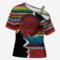 Mexico Aztec Circle Cross Shoulder Shirt Poncho Pattern