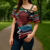 Mexico Aztec Circle Cross Shoulder Shirt Poncho Pattern