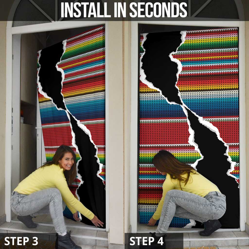 Mexico Aztec Circle Door Cover Poncho Pattern