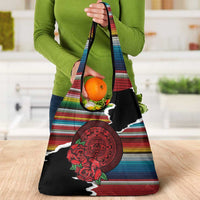 Mexico Aztec Circle Grocery Bag Poncho Pattern