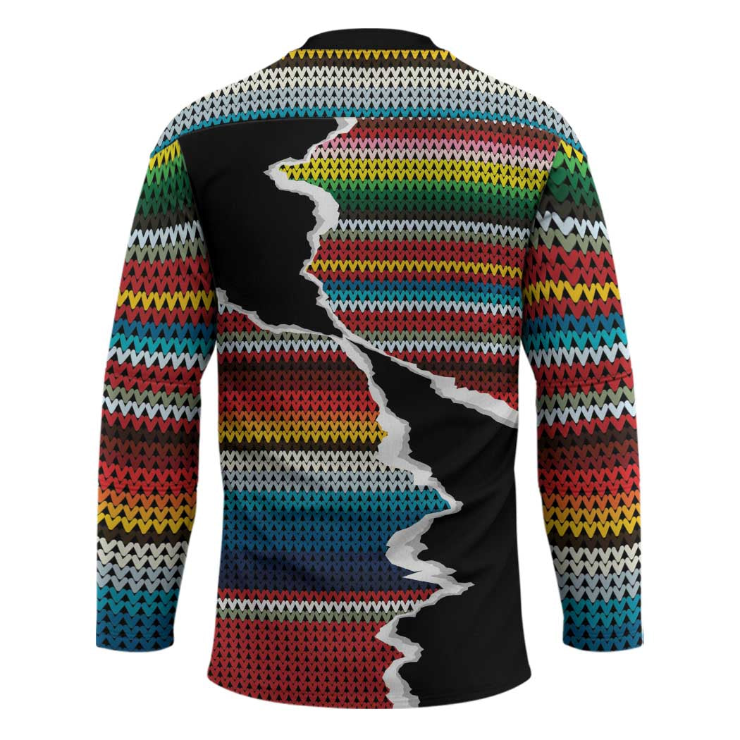Mexico Aztec Circle Hockey Jersey Poncho Pattern