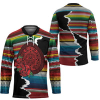 Mexico Aztec Circle Hockey Jersey Poncho Pattern