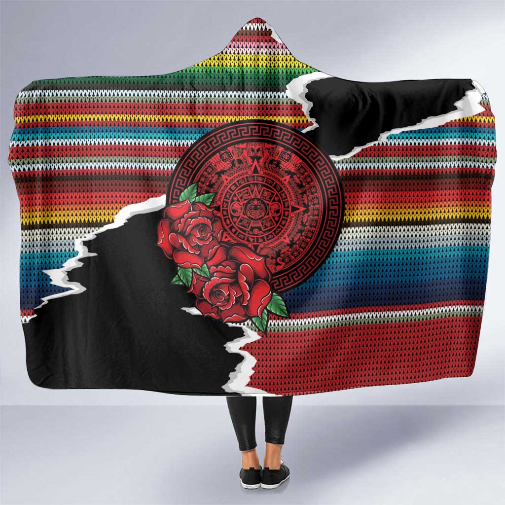 Mexico Aztec Circle Hooded Blanket Poncho Pattern