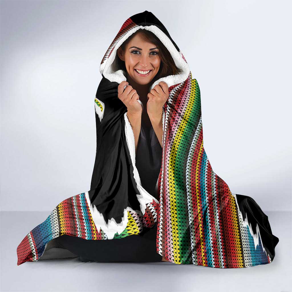 Mexico Aztec Circle Hooded Blanket Poncho Pattern