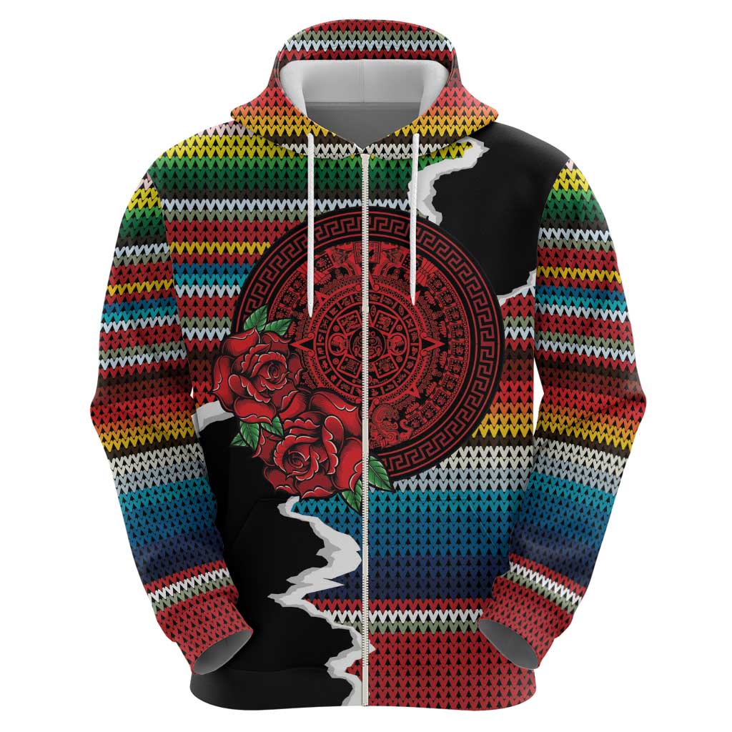 Mexico Aztec Circle Hoodie Poncho Pattern