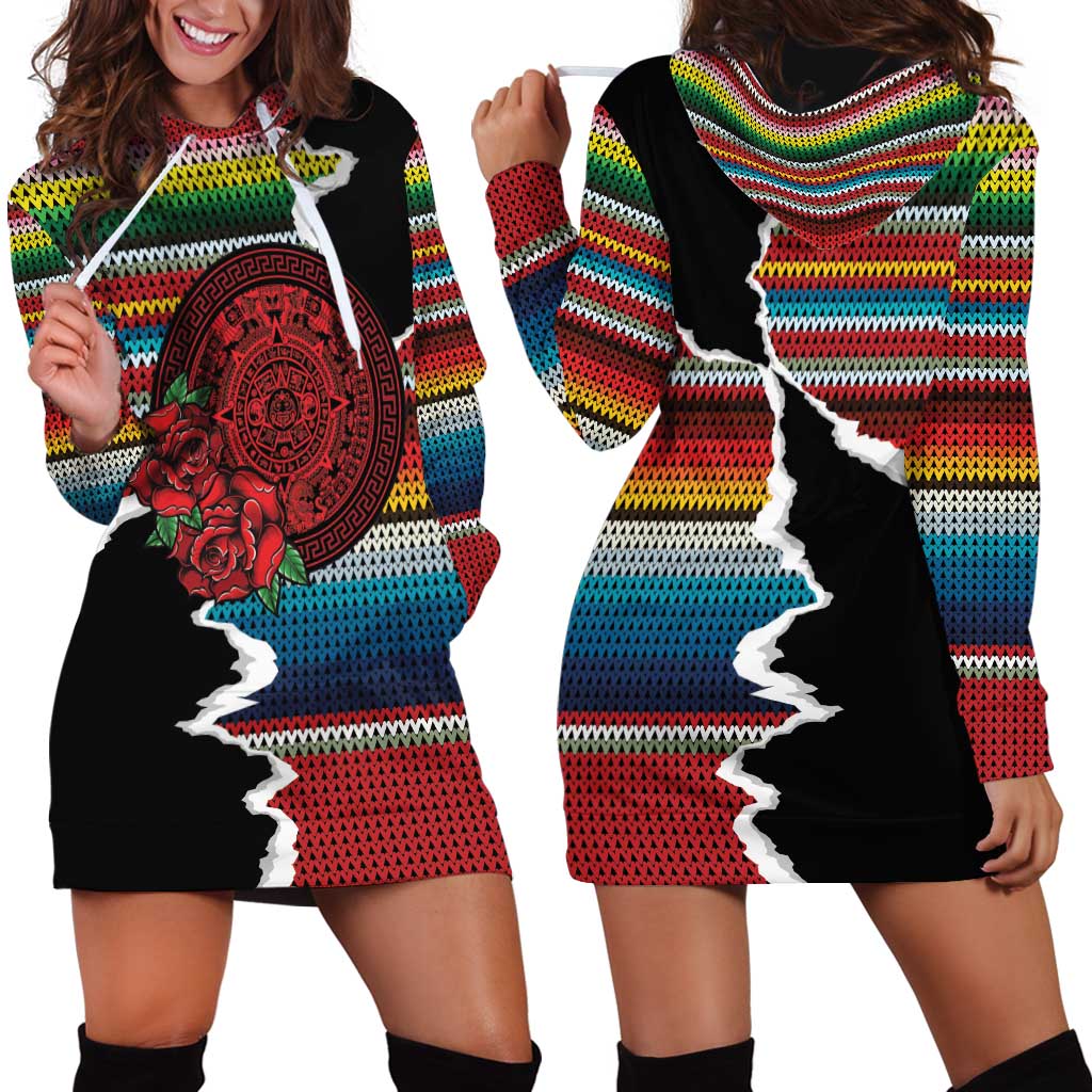 Mexico Aztec Circle Hoodie Dress Poncho Pattern
