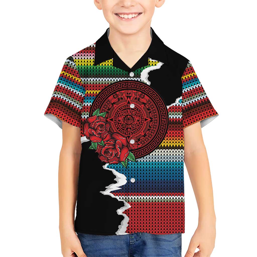 Mexico Aztec Circle Kid Hawaiian Shirt Poncho Pattern