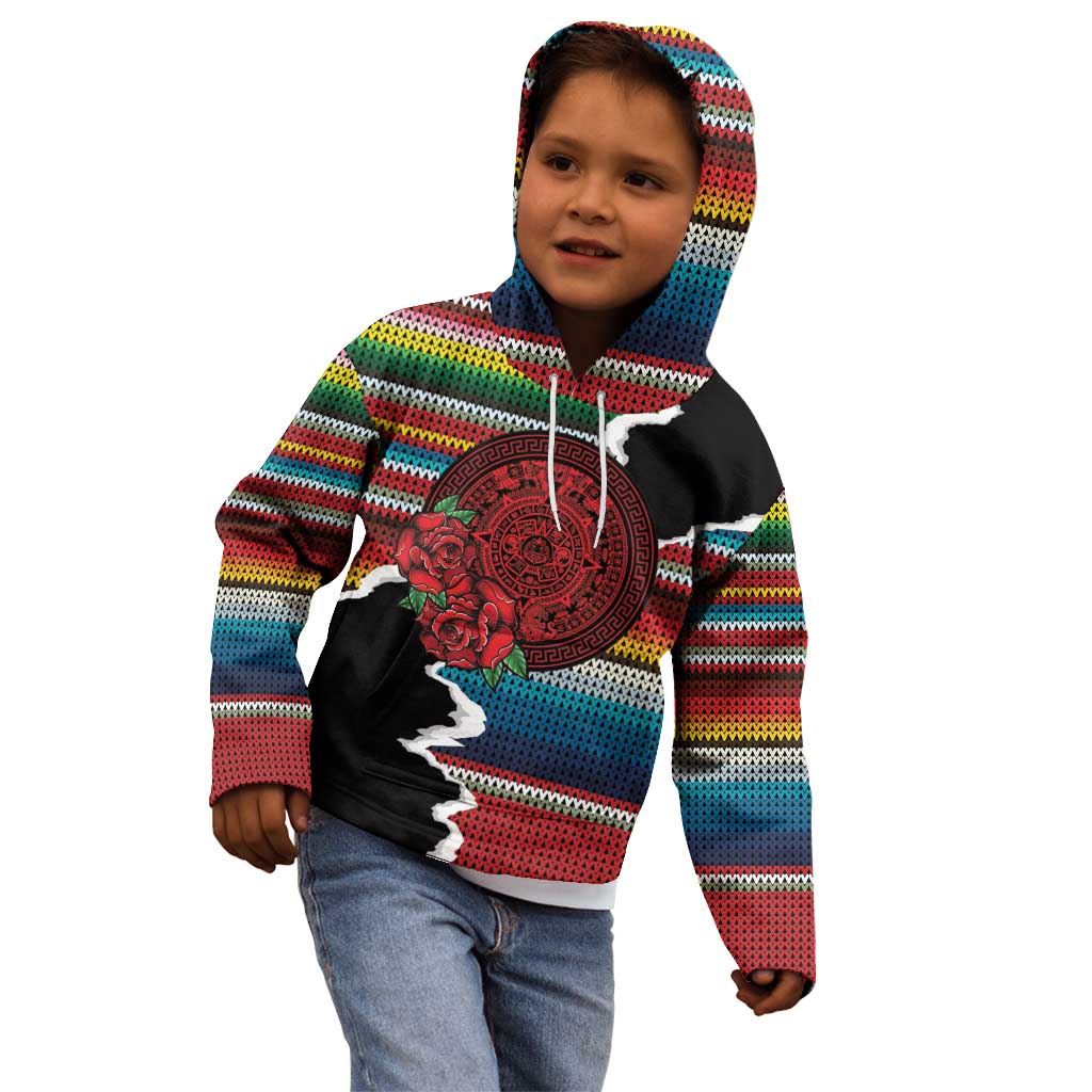 Mexico Aztec Circle Kid Hoodie Poncho Pattern