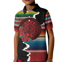 Mexico Aztec Circle Kid Polo Shirt Poncho Pattern