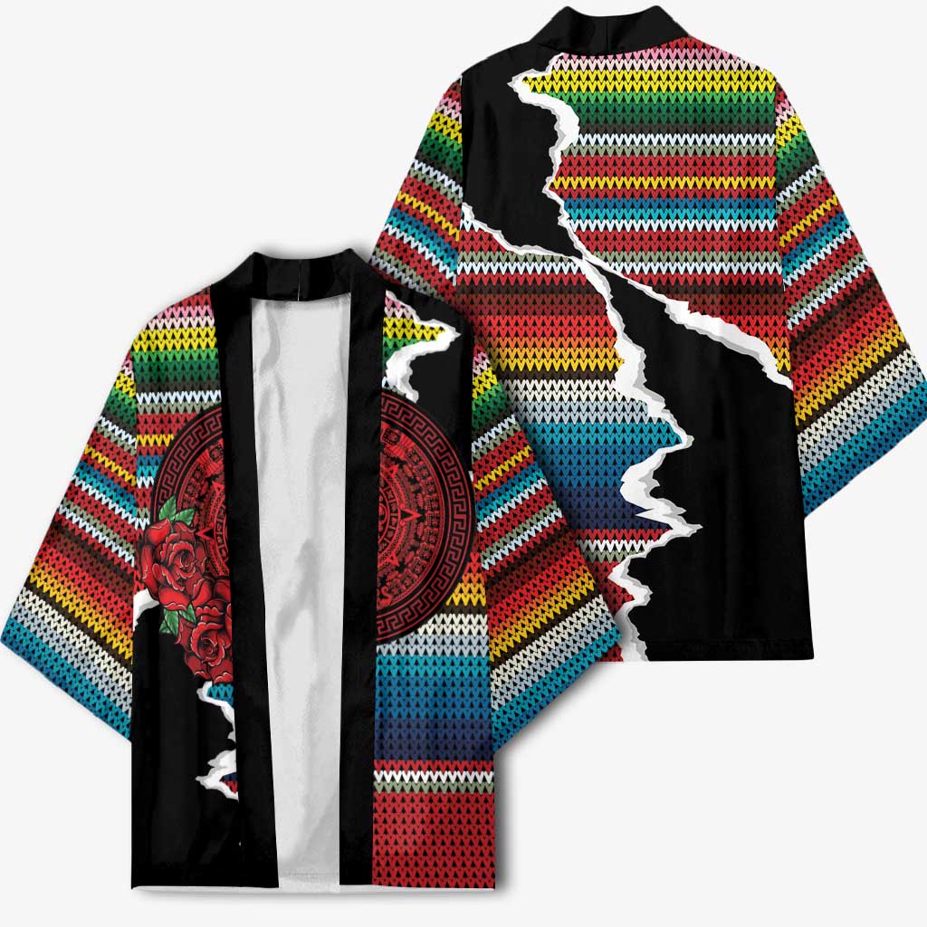 Mexico Aztec Circle Kimono Poncho Pattern