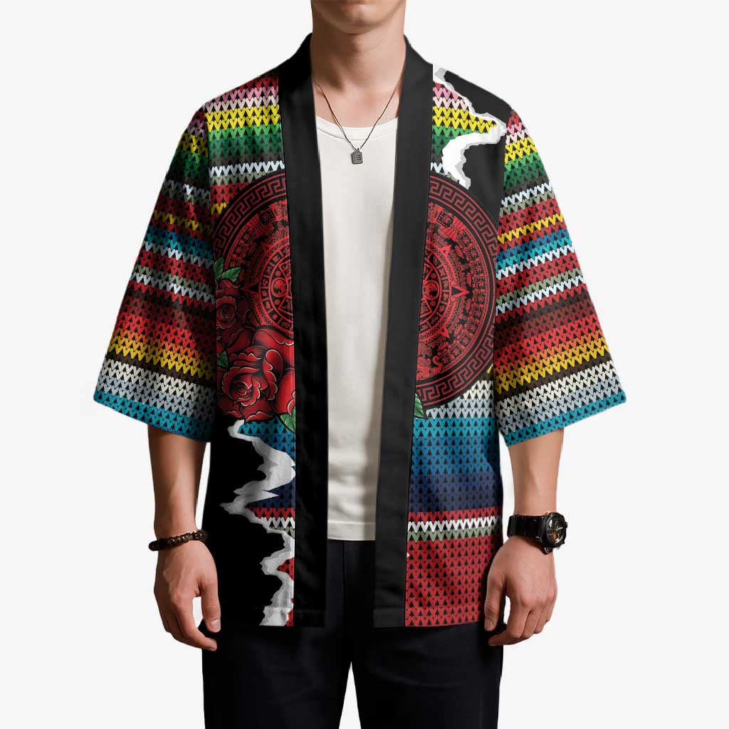 Mexico Aztec Circle Kimono Poncho Pattern