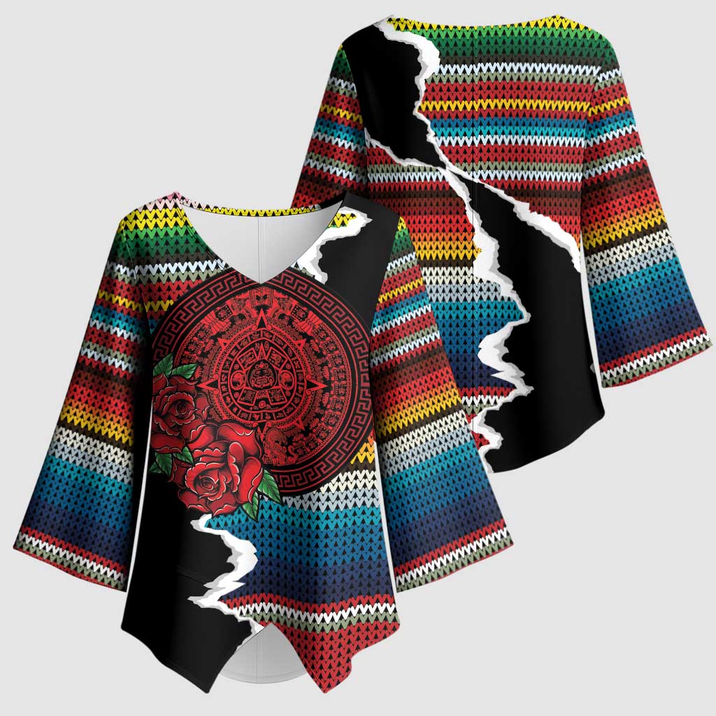 Mexico Aztec Circle Kimono Sleeve Blouse Poncho Pattern