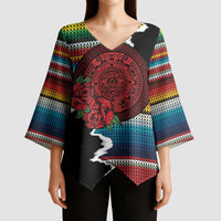 Mexico Aztec Circle Kimono Sleeve Blouse Poncho Pattern