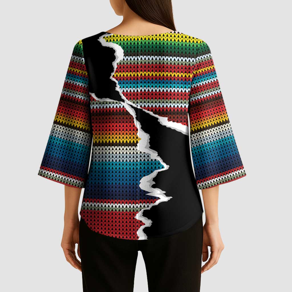 Mexico Aztec Circle Kimono Sleeve Blouse Poncho Pattern