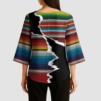 Mexico Aztec Circle Kimono Sleeve Blouse Poncho Pattern