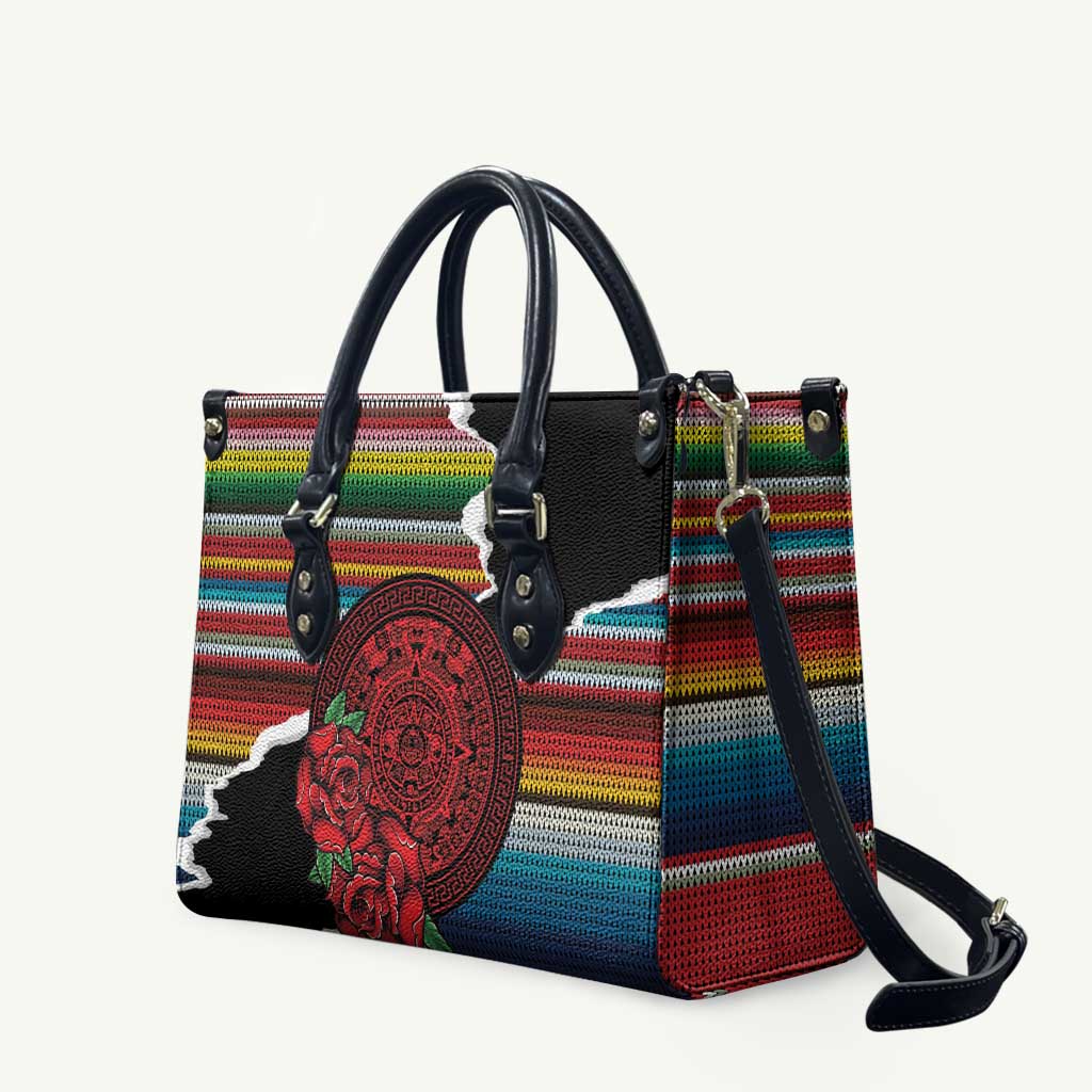 Mexico Aztec Circle Leather Bag Poncho Pattern