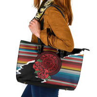 Mexico Aztec Circle Leather Tote Bag Poncho Pattern