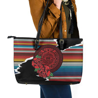 Mexico Aztec Circle Leather Tote Bag Poncho Pattern