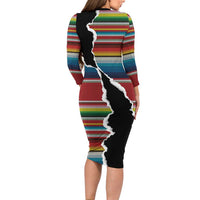 Mexico Aztec Circle Long Sleeve Bodycon Dress Poncho Pattern