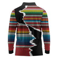 Mexico Aztec Circle Long Sleeve Polo Shirt Poncho Pattern