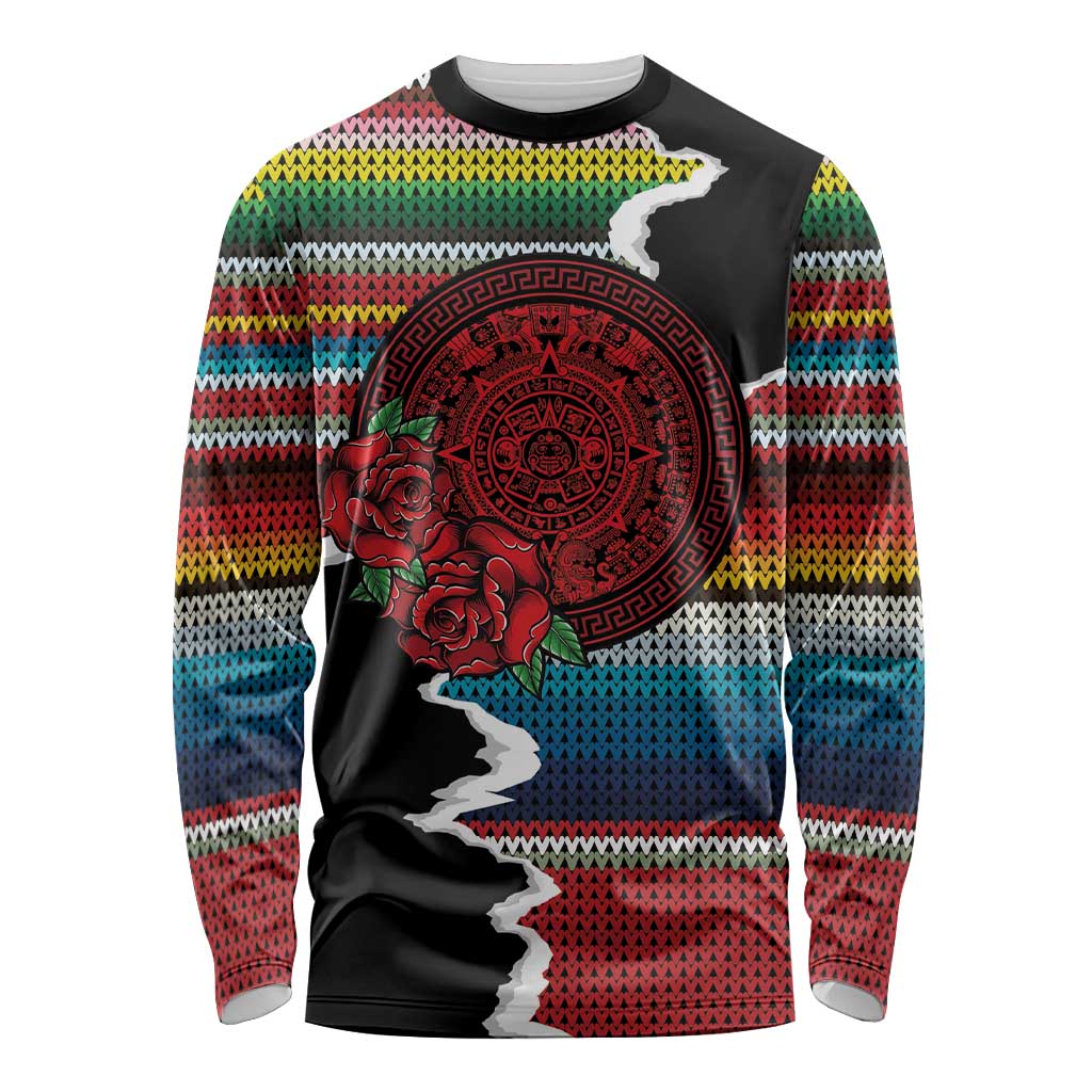 Mexico Aztec Circle Long Sleeve Shirt Poncho Pattern