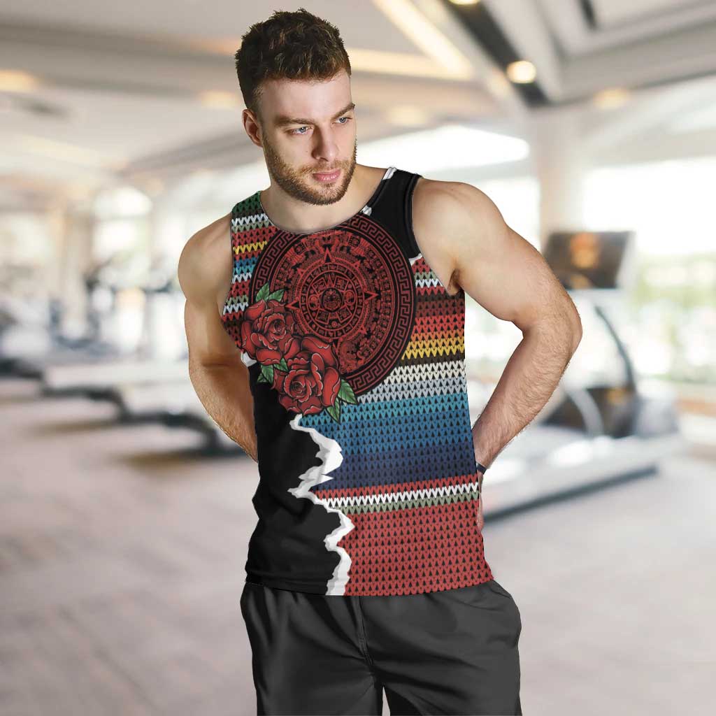 Mexico Aztec Circle Men Tank Top Poncho Pattern
