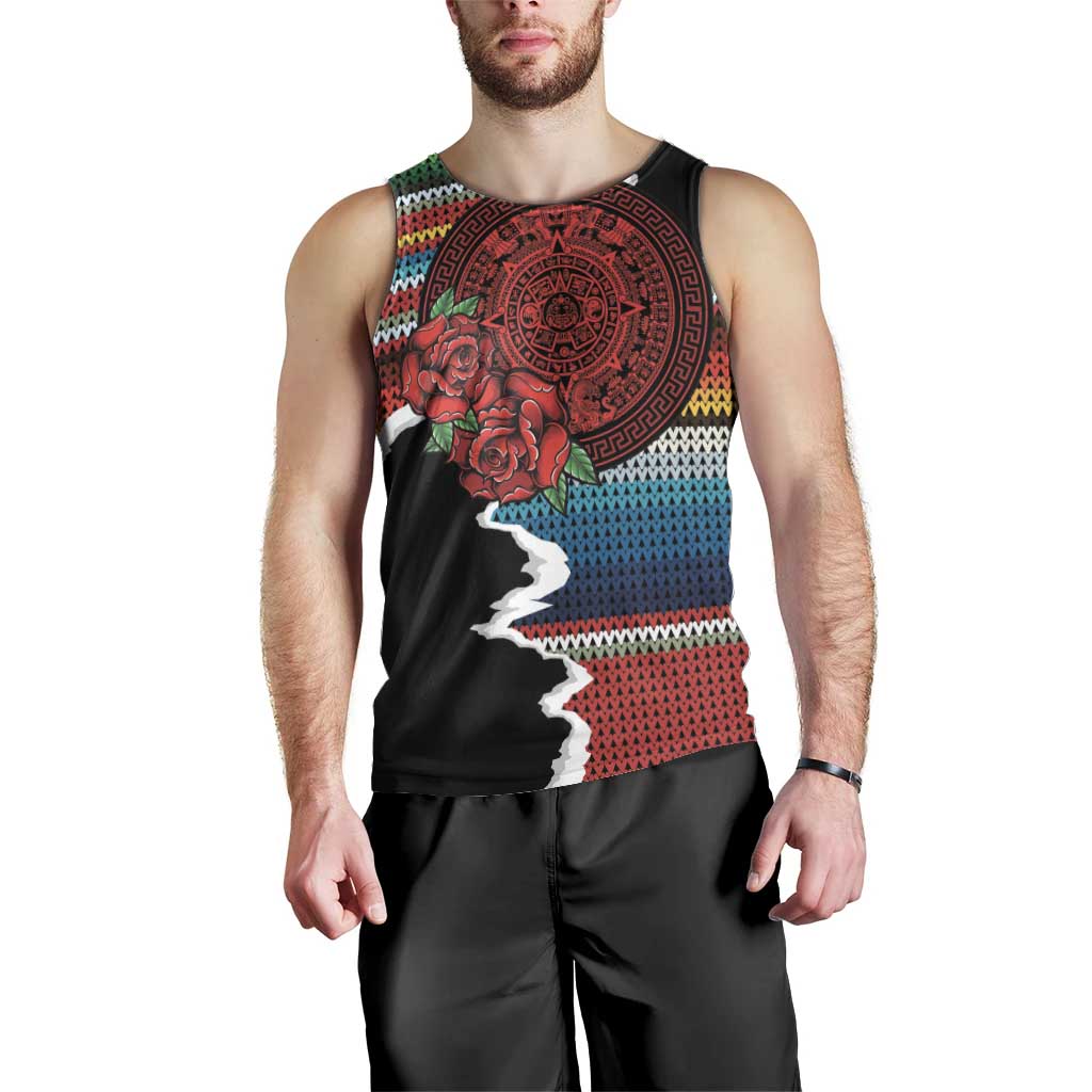 Mexico Aztec Circle Men Tank Top Poncho Pattern