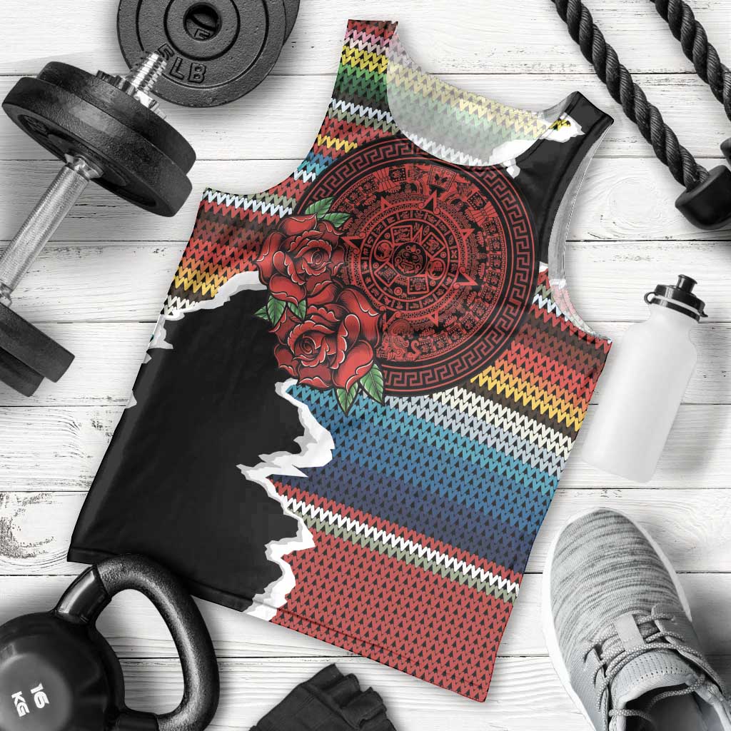Mexico Aztec Circle Men Tank Top Poncho Pattern