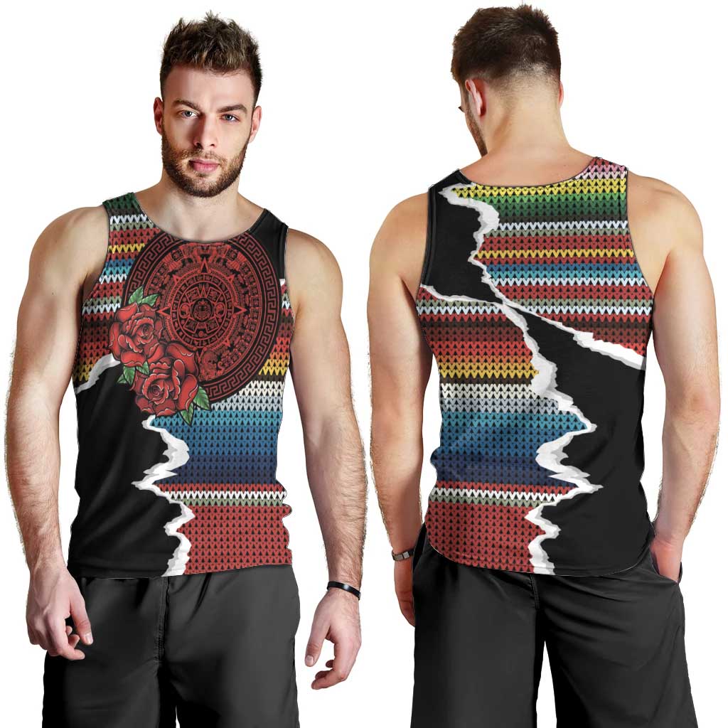 Mexico Aztec Circle Men Tank Top Poncho Pattern