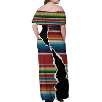 Mexico Aztec Circle Off Shoulder Maxi Dress Poncho Pattern