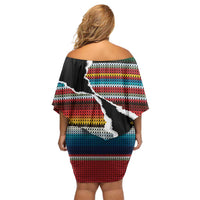 Mexico Aztec Circle Off Shoulder Short Dress Poncho Pattern