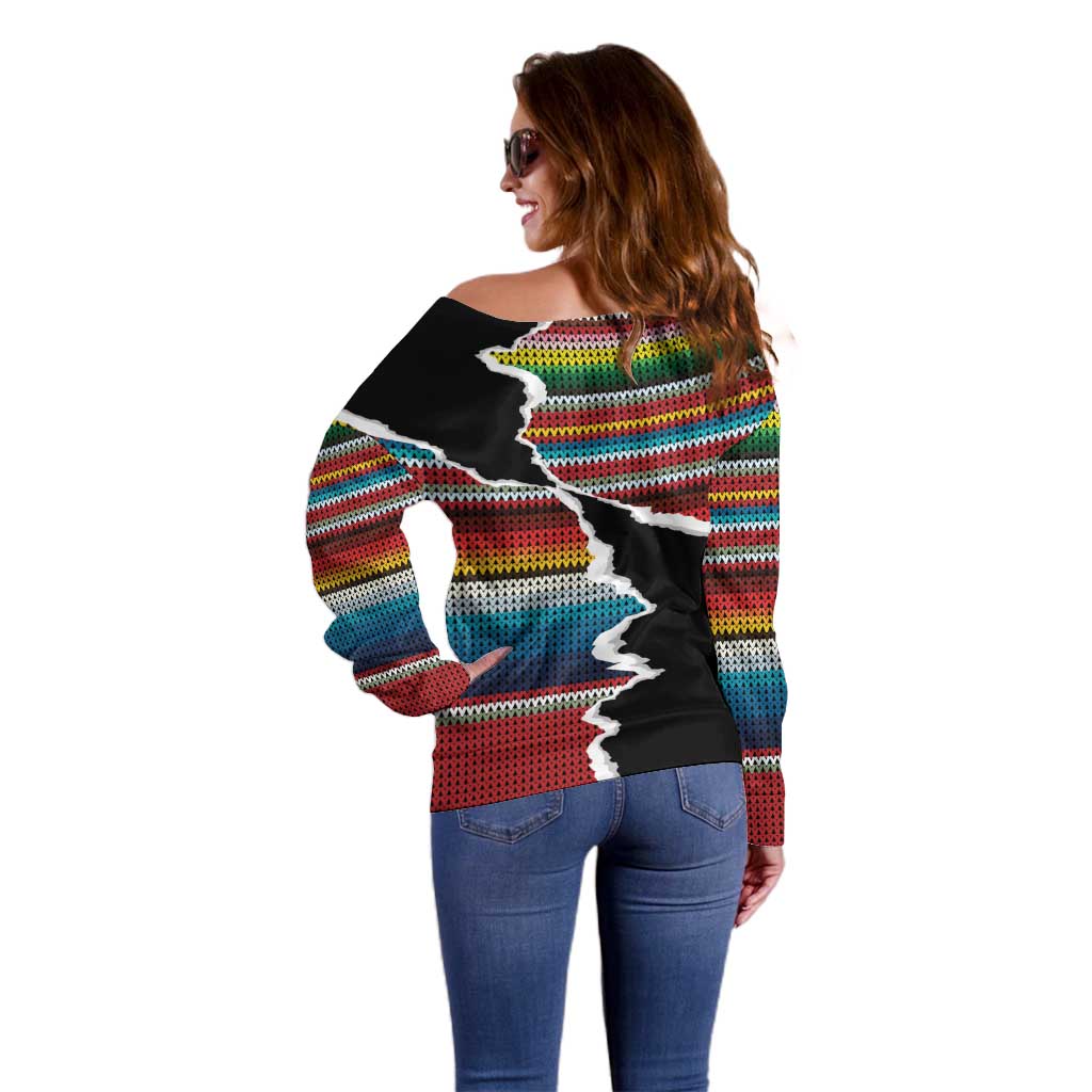 Mexico Aztec Circle Off Shoulder Sweater Poncho Pattern