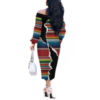 Mexico Aztec Circle Off The Shoulder Long Sleeve Dress Poncho Pattern