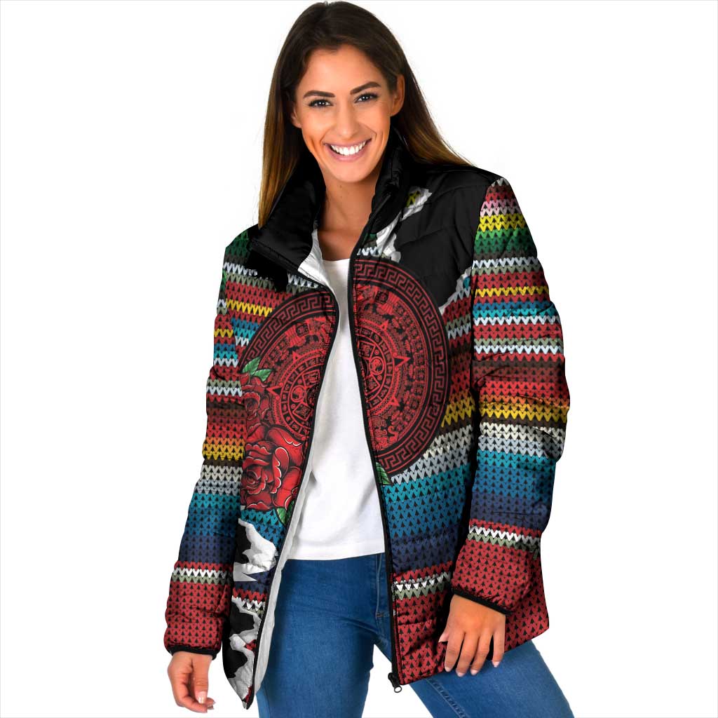 Mexico Aztec Circle Padded Jacket Poncho Pattern