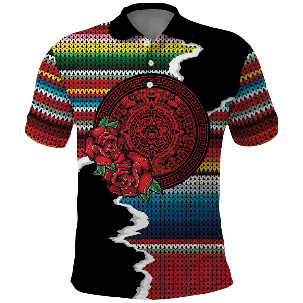 Mexico Aztec Circle Polo Shirt Poncho Pattern