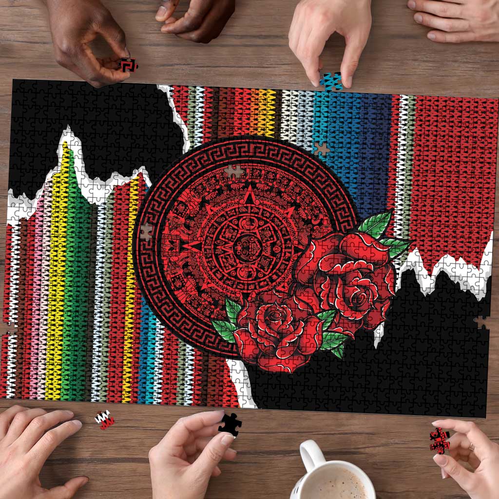 Mexico Aztec Circle Puzzle Poncho Pattern