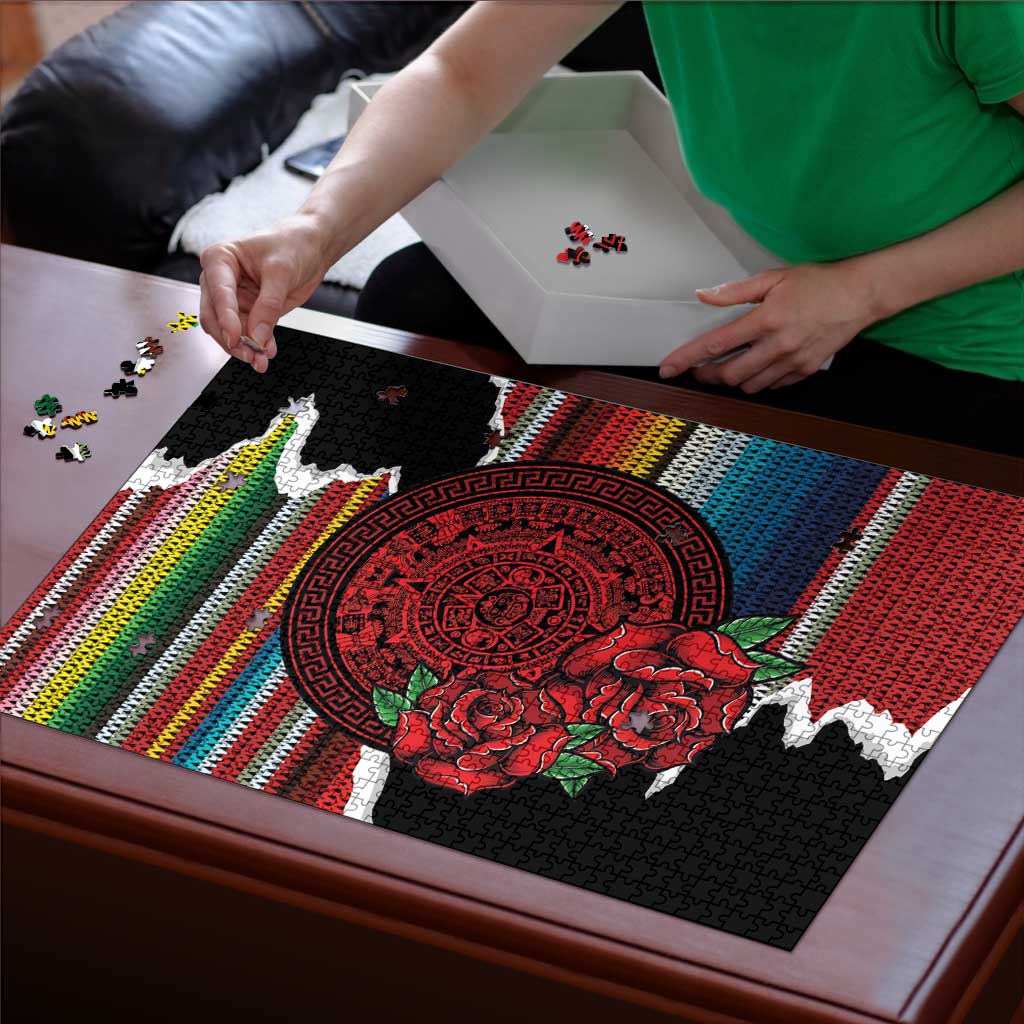 Mexico Aztec Circle Puzzle Poncho Pattern