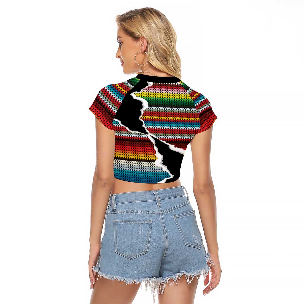 Mexico Aztec Circle Raglan Cropped T Shirt Poncho Pattern
