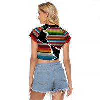 Mexico Aztec Circle Raglan Cropped T Shirt Poncho Pattern