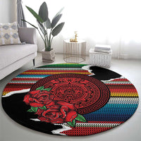 Mexico Aztec Circle Round Carpet Poncho Pattern